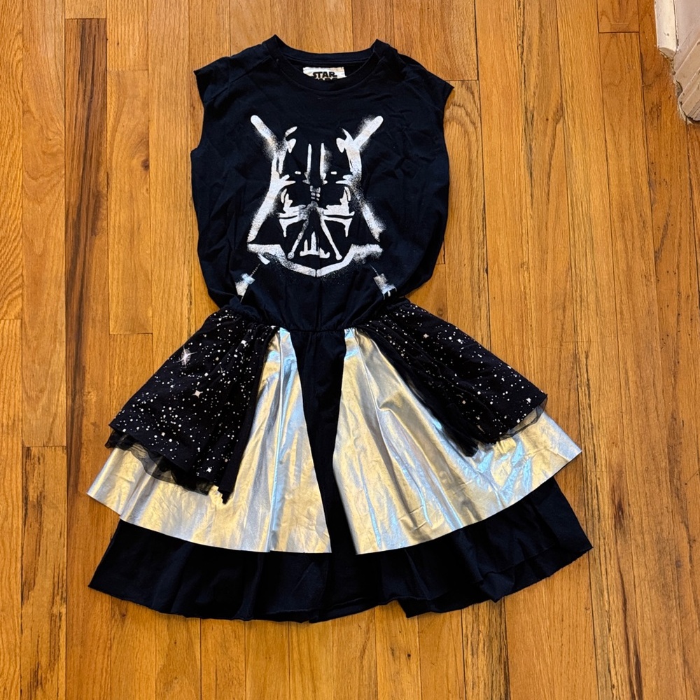 nununu Black and Silver Kids Dress with Graphic Design of Star Wars